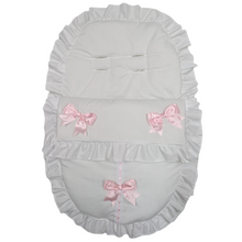 Load image into Gallery viewer, SEAT FOOTMUFF/COSYTOE WITH LARGE BOWS &amp; LACE
