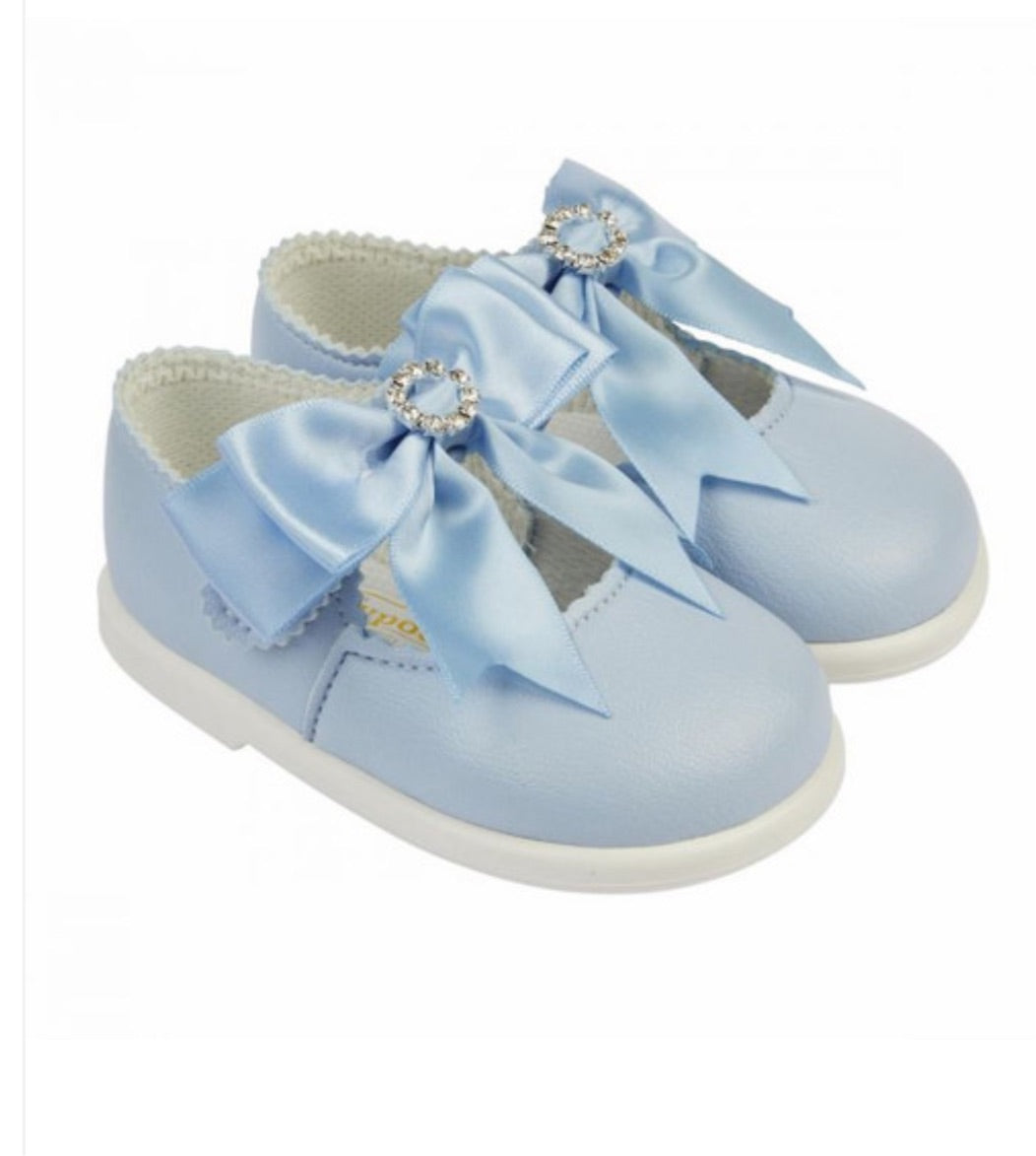 Baby Girls Blue Baypod Diamante Hard Sole Shoes