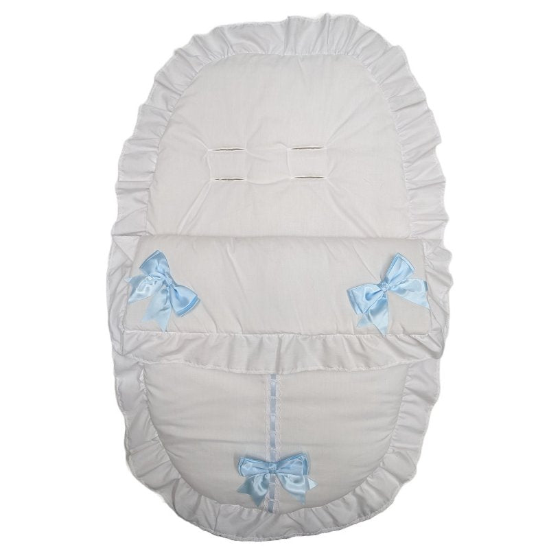 SEAT FOOTMUFF/COSYTOE WITH LARGE BOWS & LACE