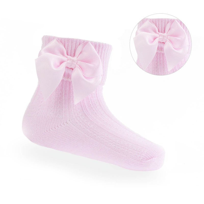 PINK ANKLE BOW SOCKS