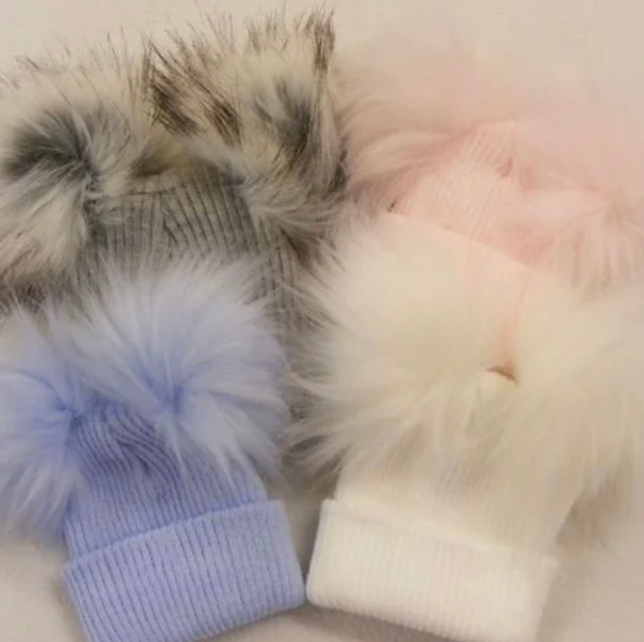 Kinder Baby 1st Size Double Pom Hats